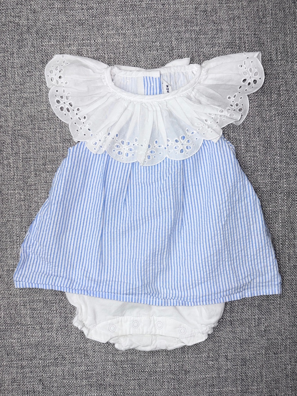 Janie and Jack White Eyelet Collar Blue-White Striped Dress